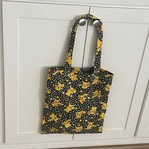 EUC Kids Pokemon Pikachu Patterned Tote Bag - Black and Yellow Double Sided